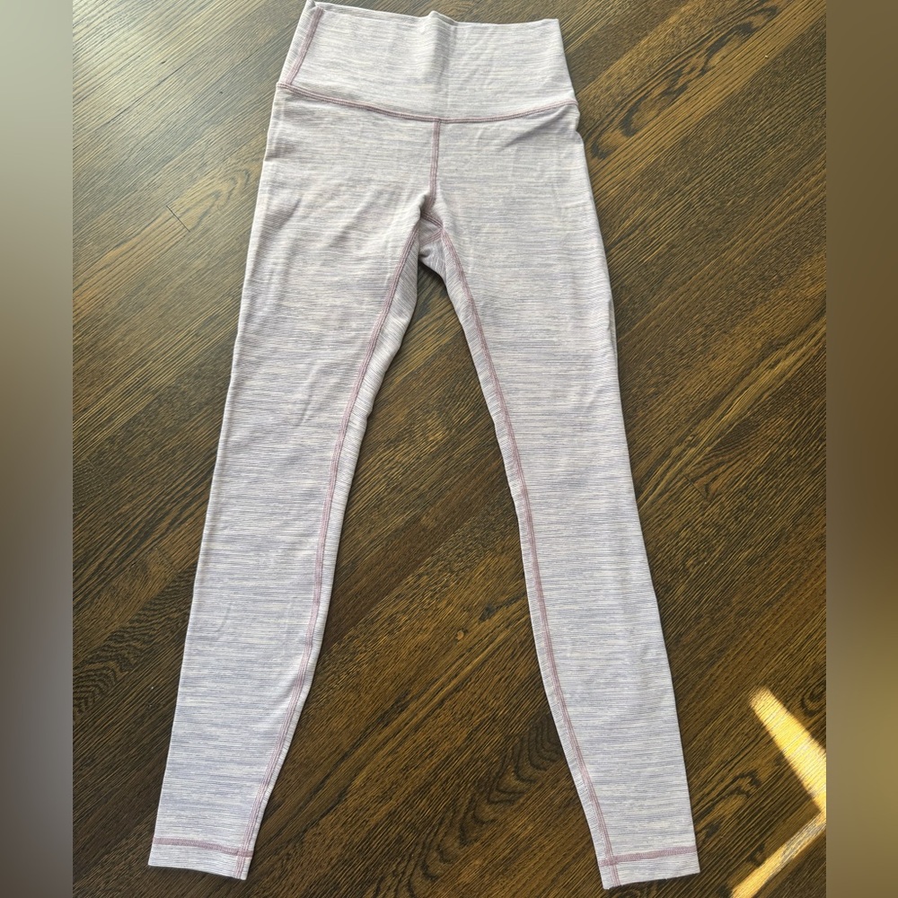 Pink Lululemon Wunder Train High Rise Tights